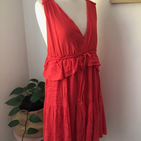 Seed Heritage Dresses & Skirts - SEED Red V Neck Backless Style Boho Dress Size 12 New w Tags $99